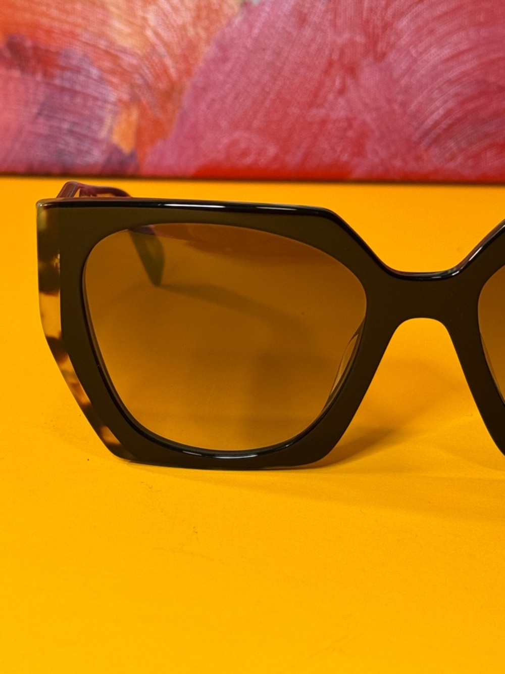 Prada Sunglasses Tortoiseshell Oversized Square Sunglasses - Amber Lenses - Picture 5 of 13